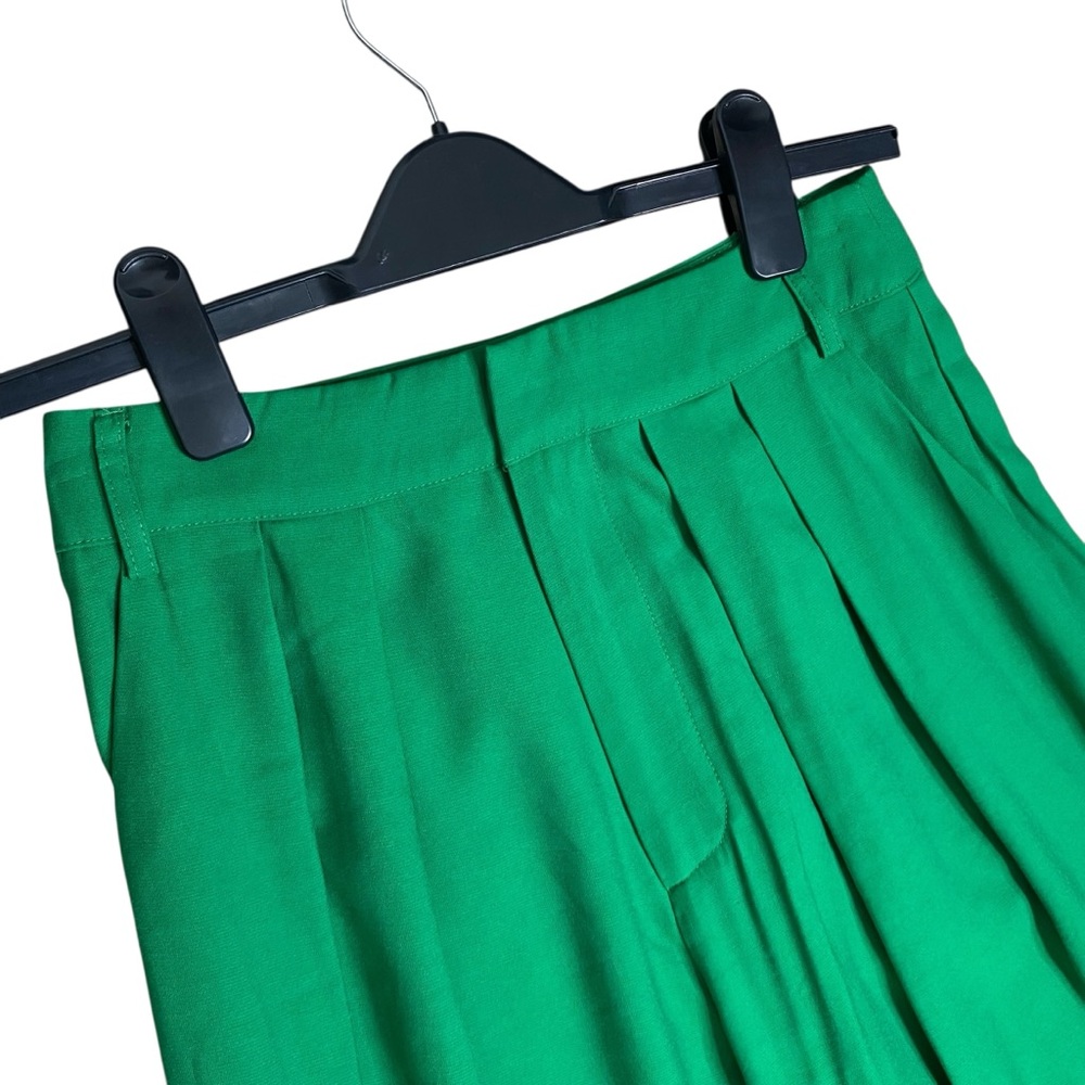 Revolve SNDYS Hills Tailored Green Wide Leg High Waist Pleat Trouser Pant Sz 4 - Picture 9 of 15